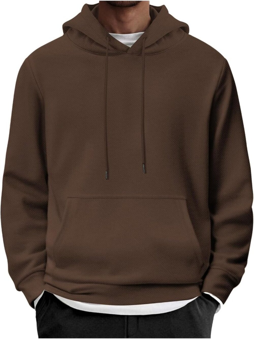 Coofandy Men's Chestnut Long Sleeve Casual Pullover Fashion Drawstring Hoodies